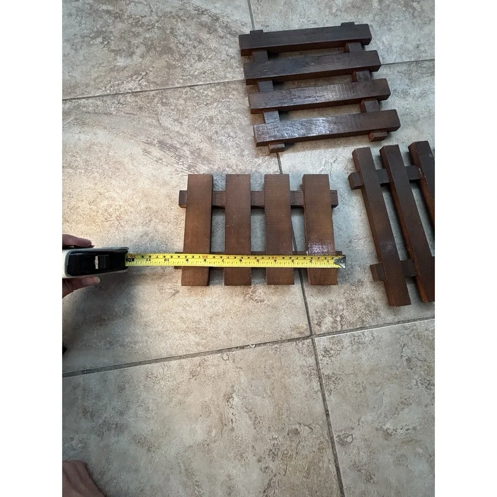 Vintage Handmade Wood Trivets Set of 3 Slatted Hot Pads Rustic Tongue Groove
